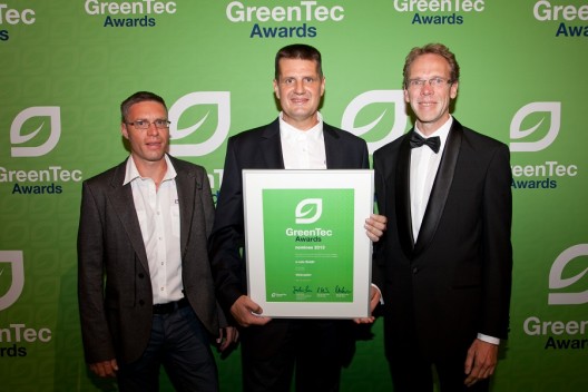 e-volo team with Green-Tec Award.  From left, 
