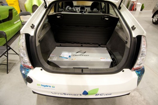 RS2E battery in the trunk of a Prius