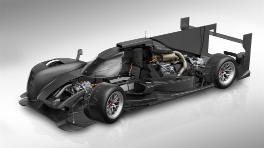 Cutaway of Porsche 919, which they claim is the most complex Porsche ever, with gas-powered V-4 in rear, motor generator unit in front