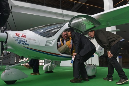 Potential clients size up the RX1E at Aero's E-Flight Expo