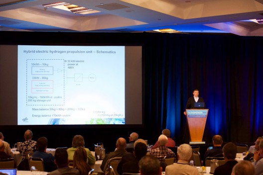 Dr. Kallo speaking at the 2016 Sustainable Aviation Symposium