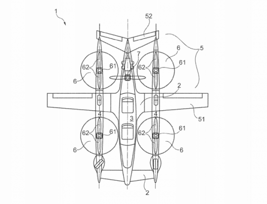 The Airbus A3 patent drawing for a sky taxi VTOL machine