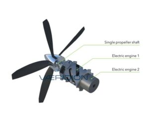 Vaeridon's dual-motor, single-propeller power configuration